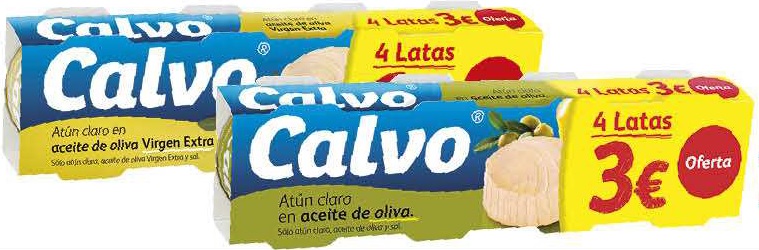 CALVO ATUNA ACEITE OLIVA V. EXTRA 4X52 GRS PVP 3.75