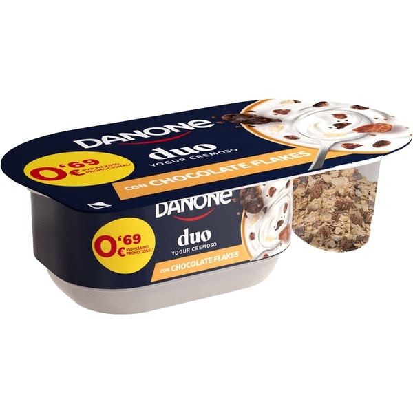 DANONE DUO CHOCO FLAKES 102G.