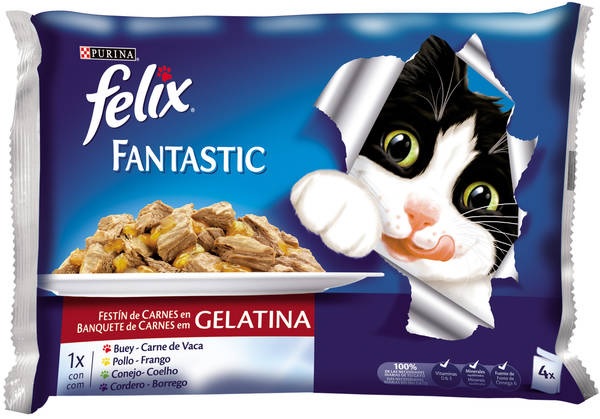 FELIX GELATINA FESTIN CARNE 4X100G. (261)