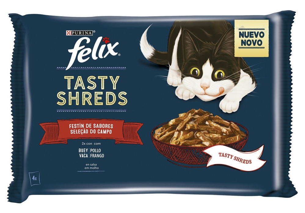 FELIX TASTY SHREDS F.SABORES 4X80G. (261)