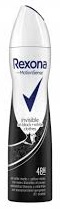 REXONA DEO SPRAY WOMEN BLACK INVISIBLE BLACK/WHITE CLOTHES (525)