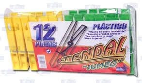 TENDAL PINZAS PLASTICO  JUMBO 12 UD