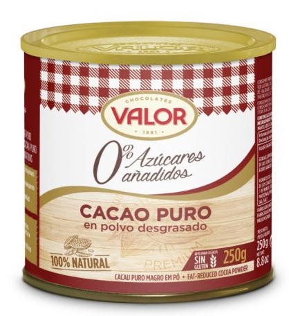 VALOR CACAO PURO LATA 250 GRS