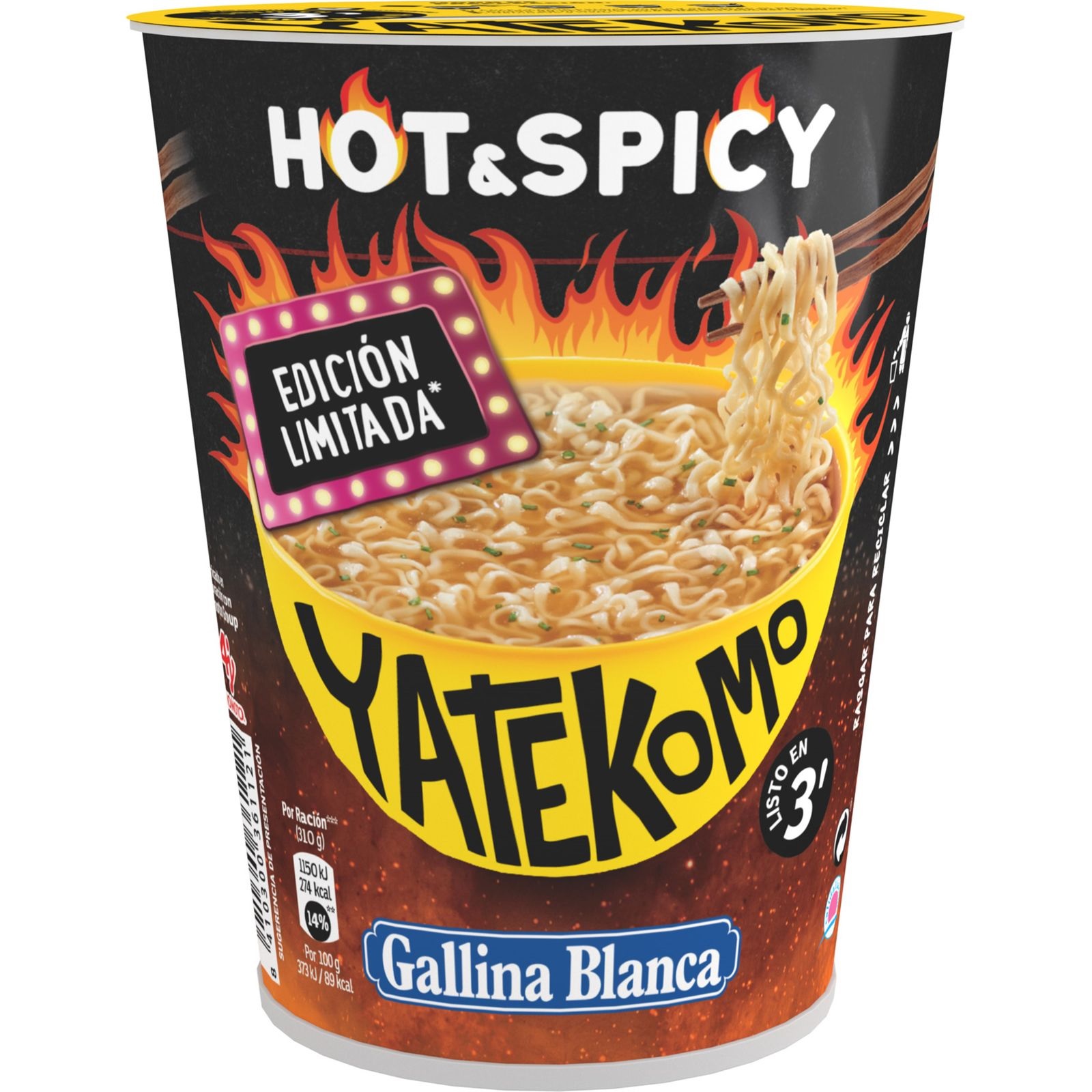 YATEKOMO HOT & SPICY VASO 61G. (608)